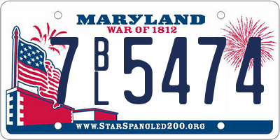 MD license plate 7BL5474