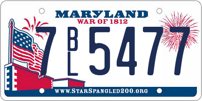 MD license plate 7BL5477