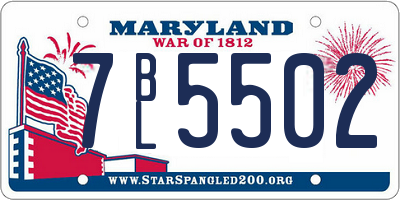 MD license plate 7BL5502