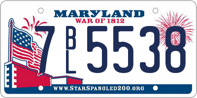 MD license plate 7BL5538