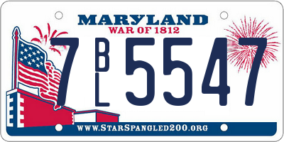 MD license plate 7BL5547