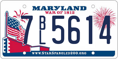 MD license plate 7BL5614
