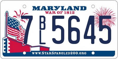 MD license plate 7BL5645