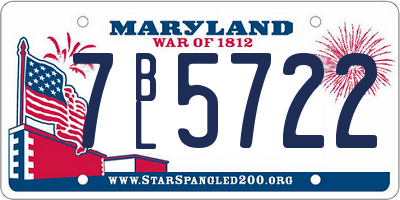 MD license plate 7BL5722
