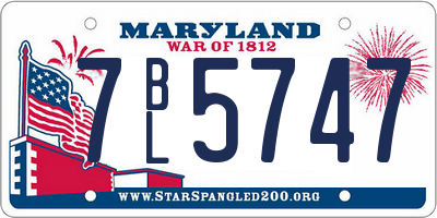 MD license plate 7BL5747