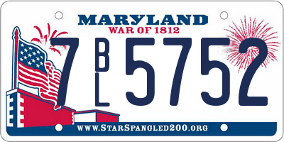 MD license plate 7BL5752