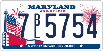 MD license plate 7BL5754