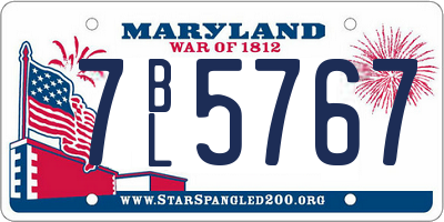 MD license plate 7BL5767