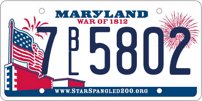 MD license plate 7BL5802