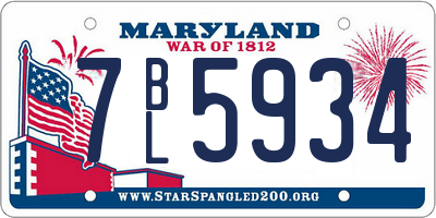 MD license plate 7BL5934