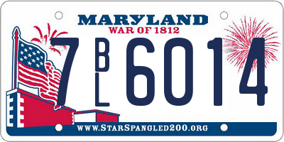 MD license plate 7BL6014