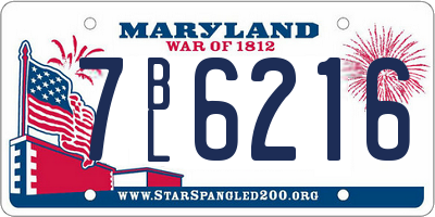 MD license plate 7BL6216