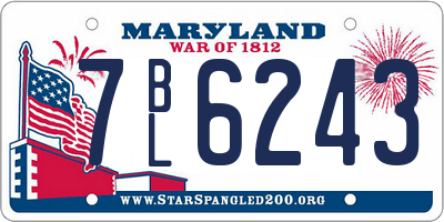 MD license plate 7BL6243