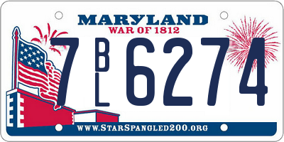 MD license plate 7BL6274