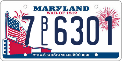 MD license plate 7BL6301