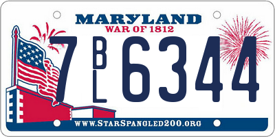 MD license plate 7BL6344