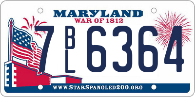 MD license plate 7BL6364