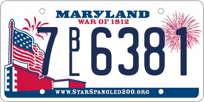 MD license plate 7BL6381