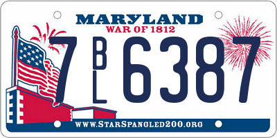MD license plate 7BL6387