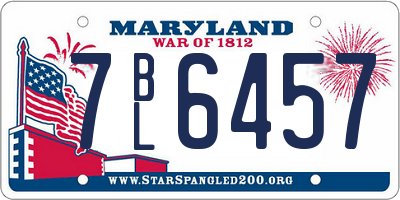 MD license plate 7BL6457