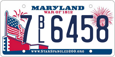MD license plate 7BL6458