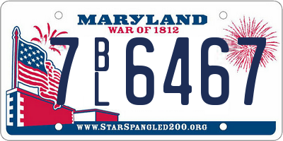 MD license plate 7BL6467
