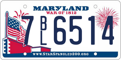 MD license plate 7BL6514