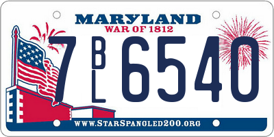 MD license plate 7BL6540