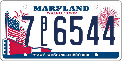 MD license plate 7BL6544