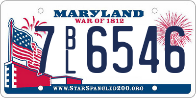 MD license plate 7BL6546
