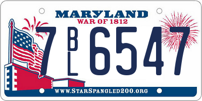 MD license plate 7BL6547