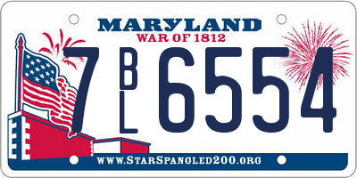 MD license plate 7BL6554