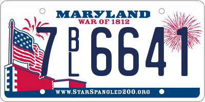 MD license plate 7BL6641