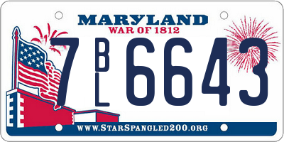 MD license plate 7BL6643