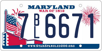 MD license plate 7BL6671