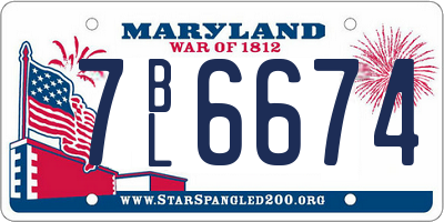 MD license plate 7BL6674