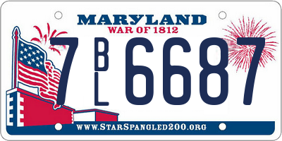 MD license plate 7BL6687