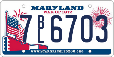MD license plate 7BL6703