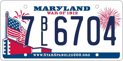 MD license plate 7BL6704