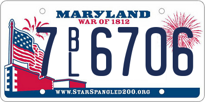 MD license plate 7BL6706
