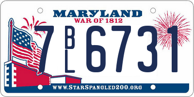 MD license plate 7BL6731