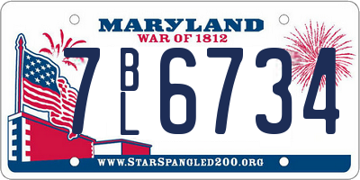 MD license plate 7BL6734