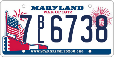 MD license plate 7BL6738