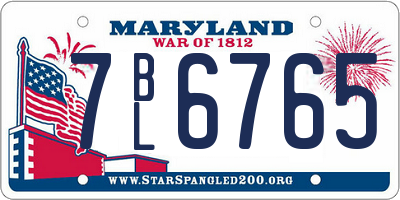 MD license plate 7BL6765