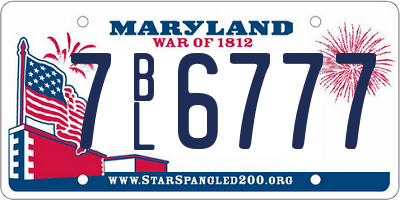 MD license plate 7BL6777