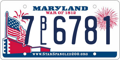 MD license plate 7BL6781