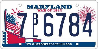 MD license plate 7BL6784