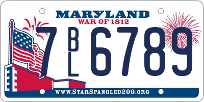 MD license plate 7BL6789