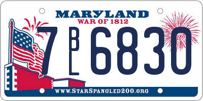 MD license plate 7BL6830