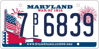 MD license plate 7BL6839